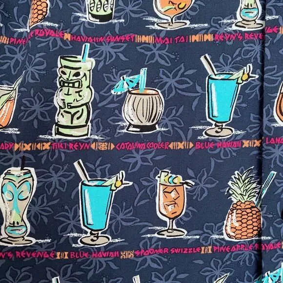 Reyn Spooner Pau Hana Camp Shirt Men's S Blue Cocktail Print Short Sleeve Hawaii - Picture 4 of 8